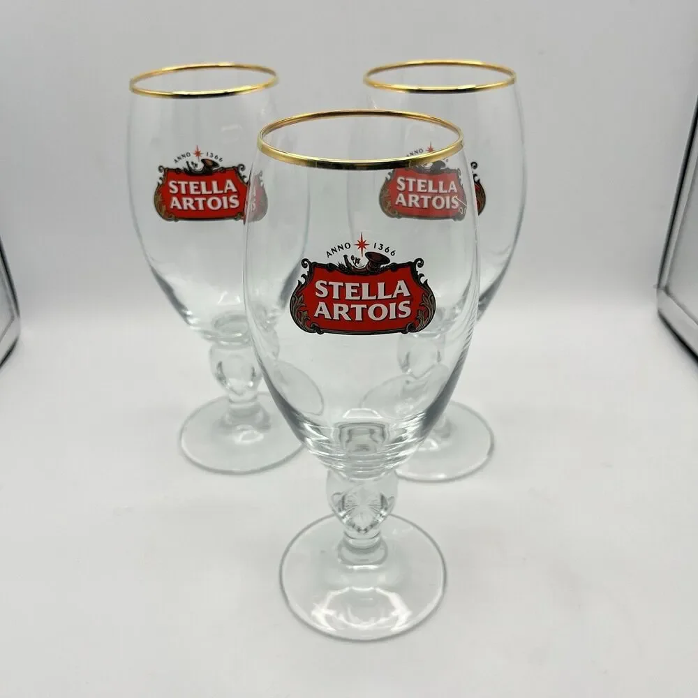14 oz Stella Artois Belgium crystal mug beer glass 40 cl Lot of 3